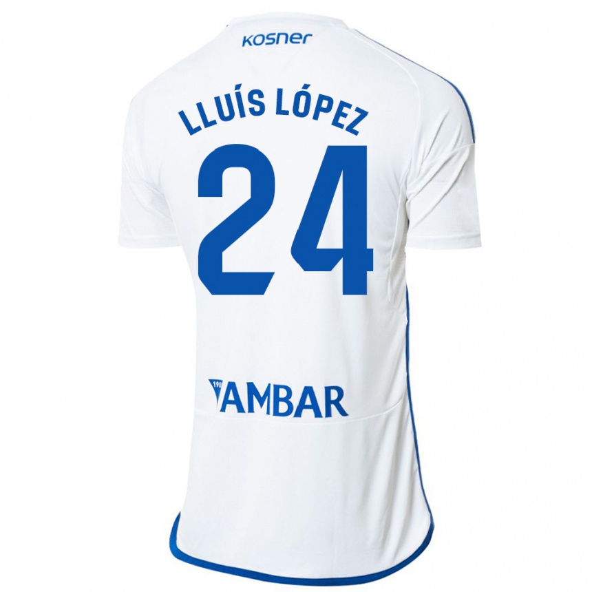 Kinder Fußball Lluís López #24 Weiß Heimtrikot Trikot 2023/24 T-Shirt Luxemburg