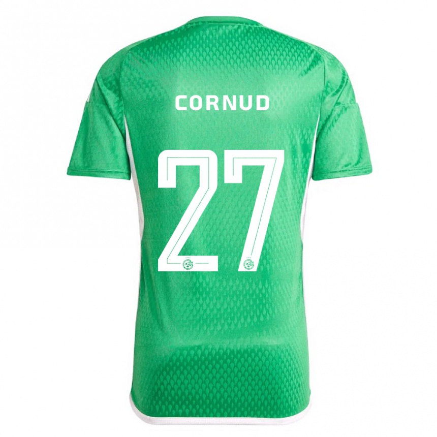 Kinder Fußball Pierre Cornud #27 Weiß Blau Heimtrikot Trikot 2023/24 T-Shirt Luxemburg