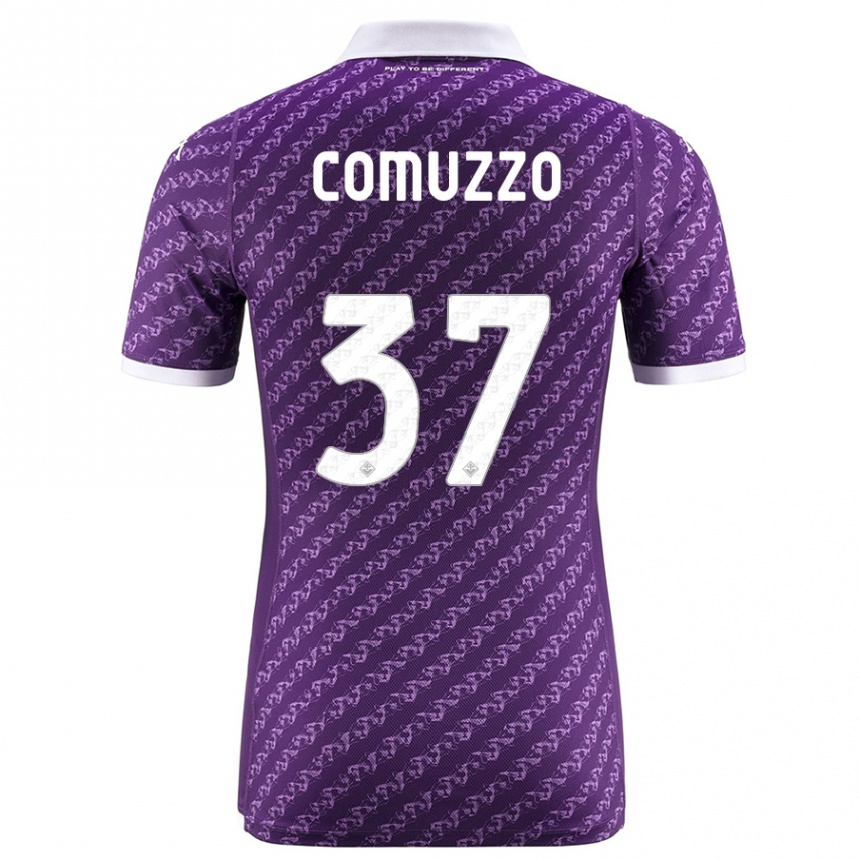 Kinder Fußball Pietro Comuzzo #37 Violett Heimtrikot Trikot 2023/24 T-Shirt Luxemburg