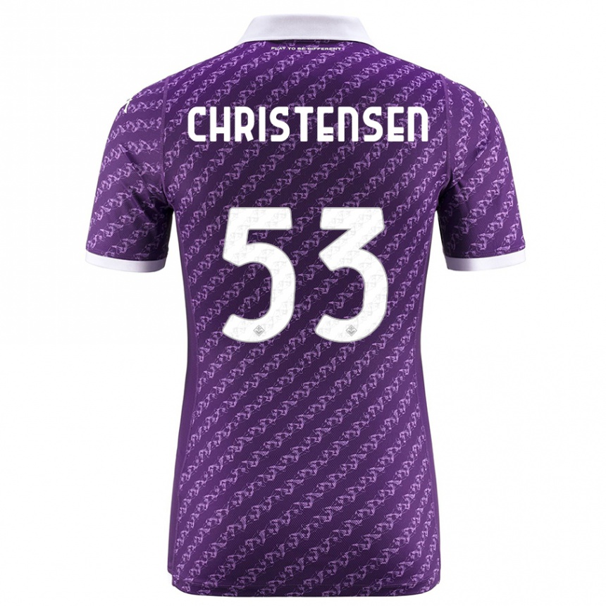 Kinder Fußball Oliver Christensen #53 Violett Heimtrikot Trikot 2023/24 T-Shirt Luxemburg