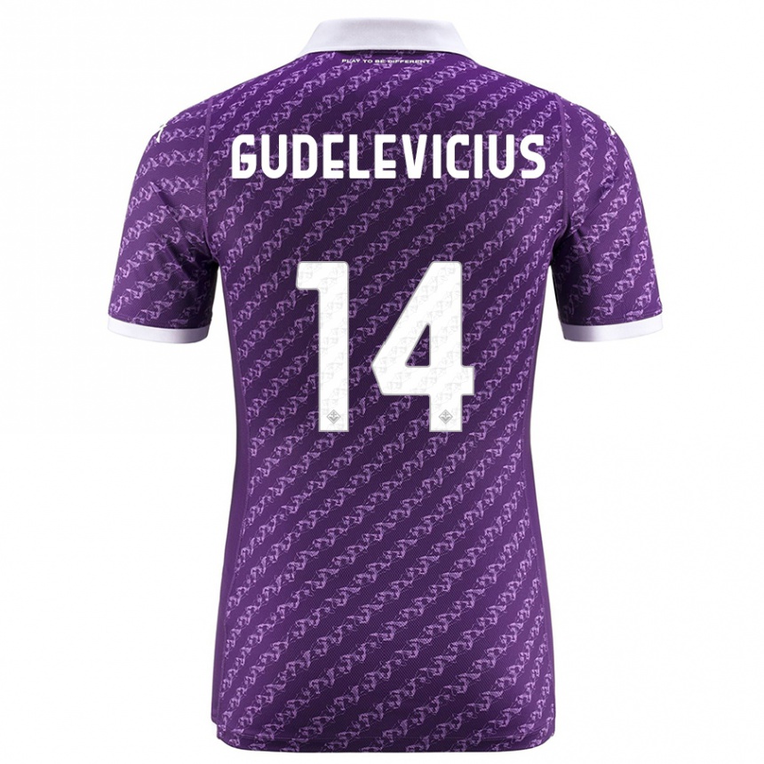 Kinder Fußball Ernestas Gudelevicius #14 Violett Heimtrikot Trikot 2023/24 T-Shirt Luxemburg