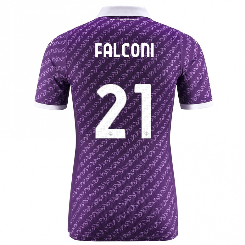 Kinder Fußball Niccolò Falconi #21 Violett Heimtrikot Trikot 2023/24 T-Shirt Luxemburg