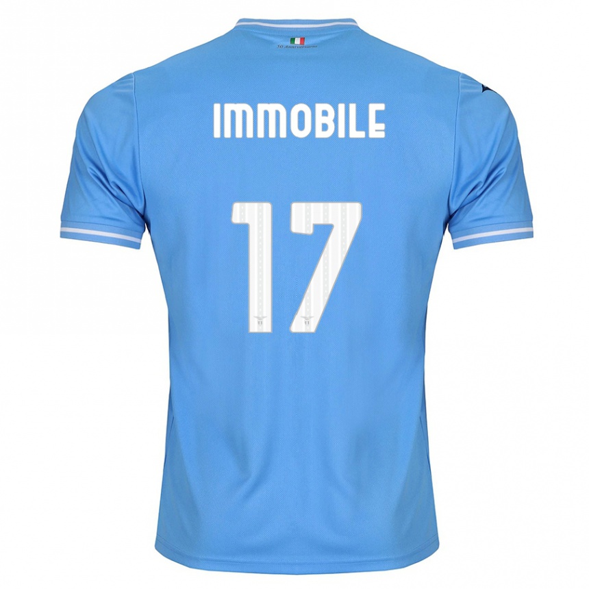 Kinder Fußball Ciro Immobile #17 Blau Heimtrikot Trikot 2023/24 T-Shirt Luxemburg