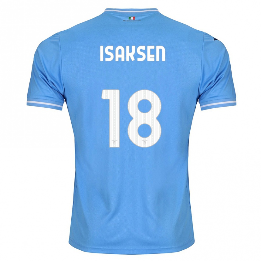 Kinder Fußball Gustav Isaksen #18 Blau Heimtrikot Trikot 2023/24 T-Shirt Luxemburg