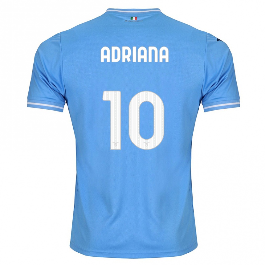 Kinder Fußball Adriana Martín Santamaría #10 Blau Heimtrikot Trikot 2023/24 T-Shirt Luxemburg