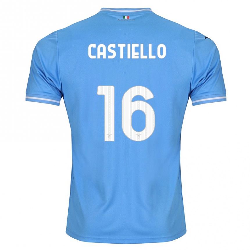 Kinder Fußball Antonietta Castiello #16 Blau Heimtrikot Trikot 2023/24 T-Shirt Luxemburg