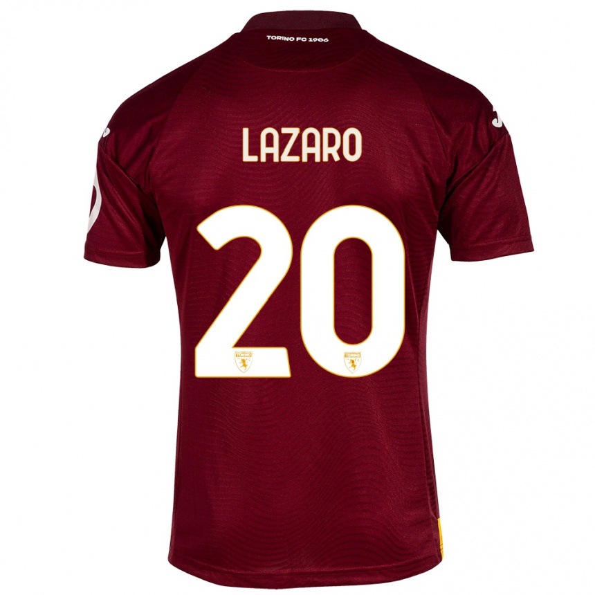 Kinder Fußball Valentino Lazaro #20 Dunkelrot Heimtrikot Trikot 2023/24 T-Shirt Luxemburg