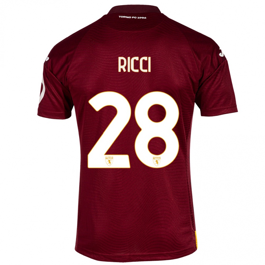 Kinder Fußball Samuele Ricci #28 Dunkelrot Heimtrikot Trikot 2023/24 T-Shirt Luxemburg