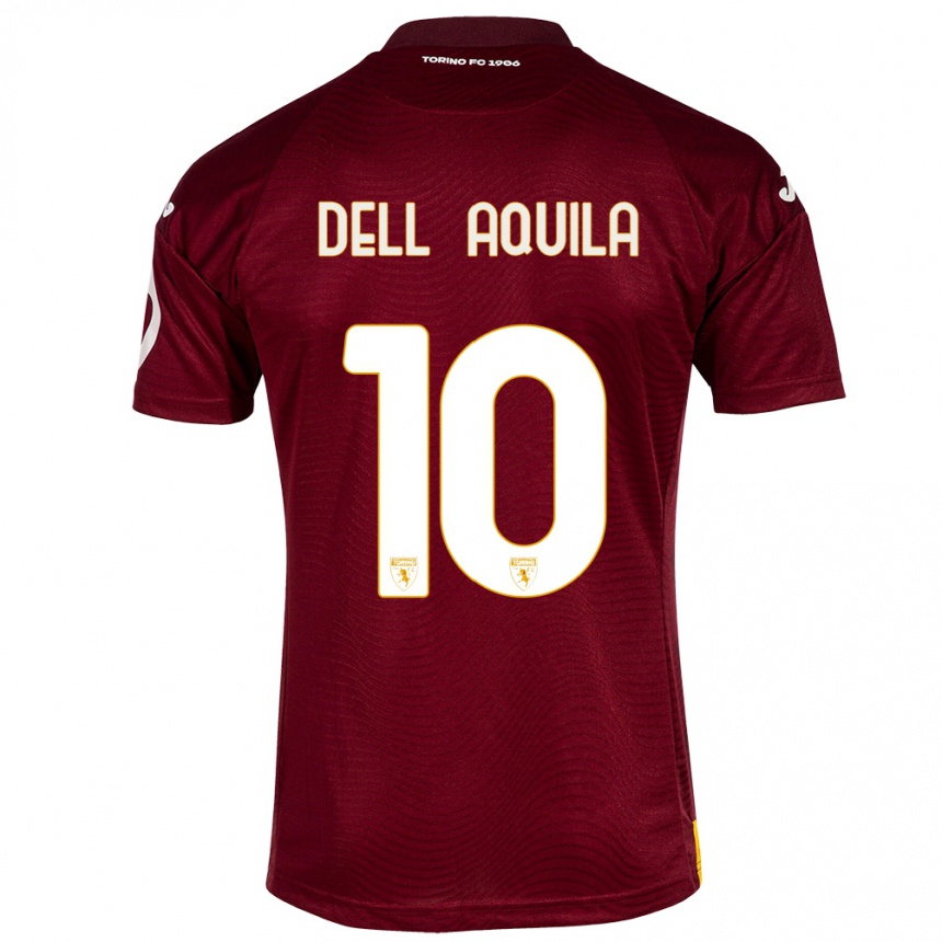 Kinder Fußball Francesco Dell'aquila #10 Dunkelrot Heimtrikot Trikot 2023/24 T-Shirt Luxemburg