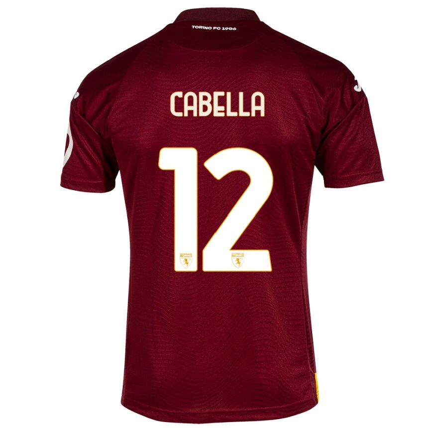 Kinder Fußball Matteo Cabella #12 Dunkelrot Heimtrikot Trikot 2023/24 T-Shirt Luxemburg