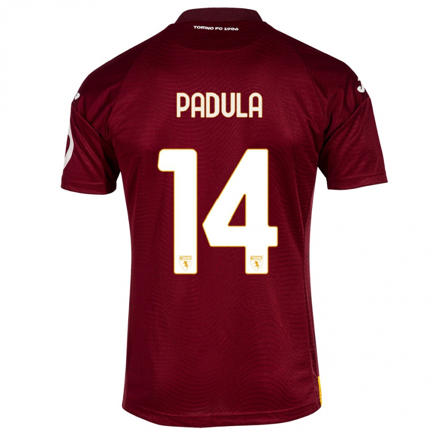 Kinder Fußball Cristian Padula #14 Dunkelrot Heimtrikot Trikot 2023/24 T-Shirt Luxemburg