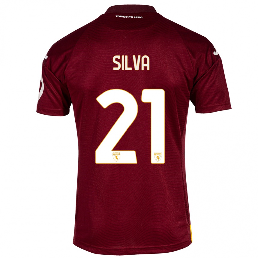 Kinder Fußball Jonathan Silva #21 Dunkelrot Heimtrikot Trikot 2023/24 T-Shirt Luxemburg