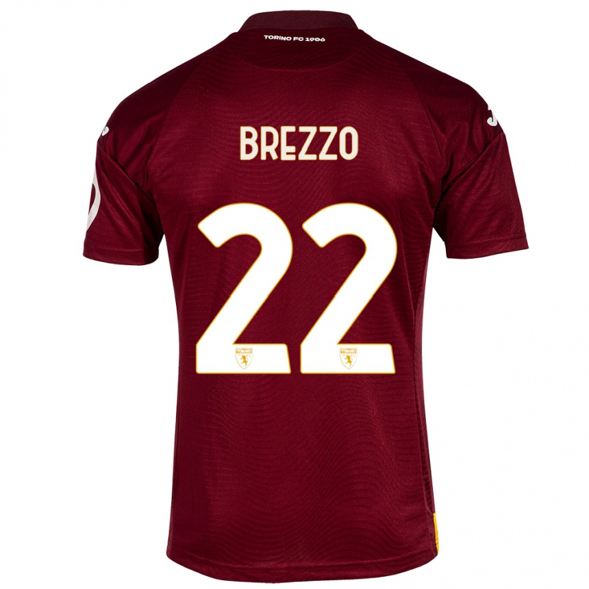 Kinder Fußball Matteo Brezzo #22 Dunkelrot Heimtrikot Trikot 2023/24 T-Shirt Luxemburg