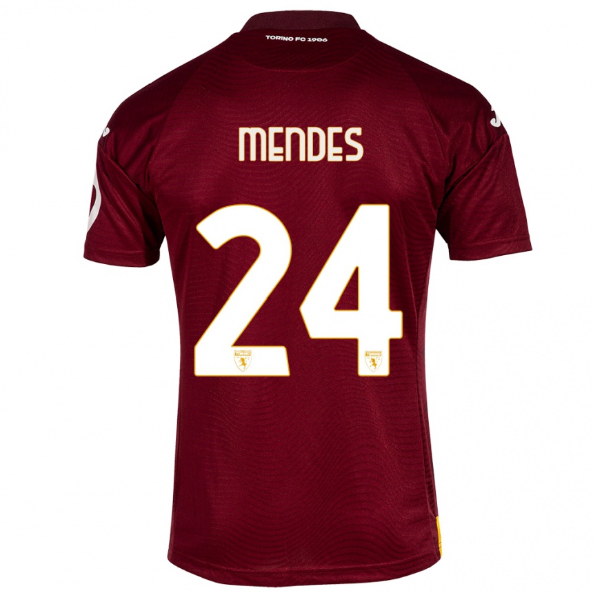 Kinder Fußball Rodrigo Mendes #24 Dunkelrot Heimtrikot Trikot 2023/24 T-Shirt Luxemburg