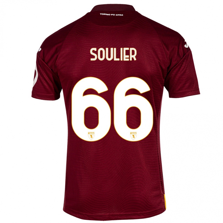 Kinder Fußball Evan Soulier #66 Dunkelrot Heimtrikot Trikot 2023/24 T-Shirt Luxemburg