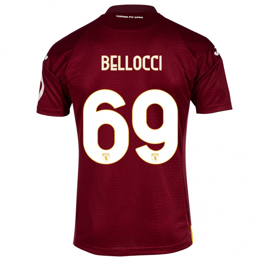 Kinder Fußball Andrea Bellocci #69 Dunkelrot Heimtrikot Trikot 2023/24 T-Shirt Luxemburg