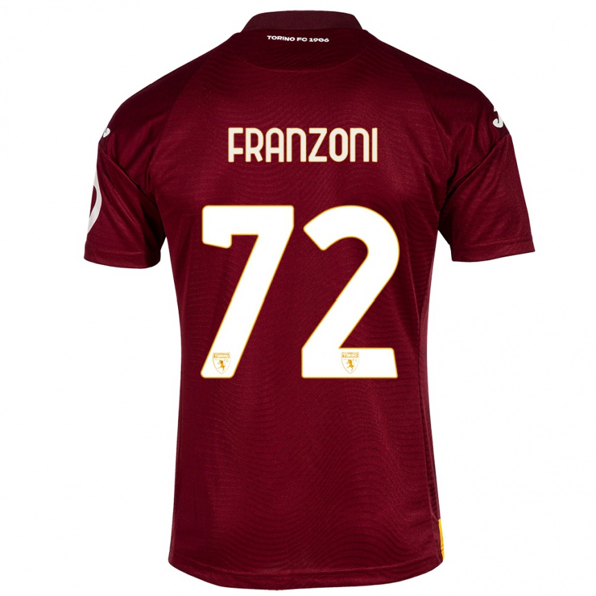 Kinder Fußball Nicolò Franzoni #72 Dunkelrot Heimtrikot Trikot 2023/24 T-Shirt Luxemburg