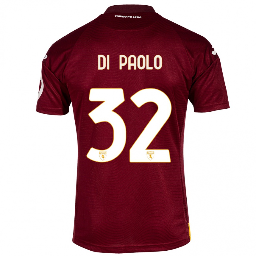 Kinder Fußball Sebastiano Di Paolo #32 Dunkelrot Heimtrikot Trikot 2023/24 T-Shirt Luxemburg