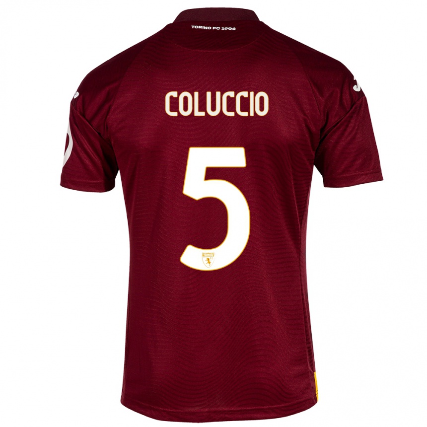 Kinder Fußball Francesca Coluccio #5 Dunkelrot Heimtrikot Trikot 2023/24 T-Shirt Luxemburg