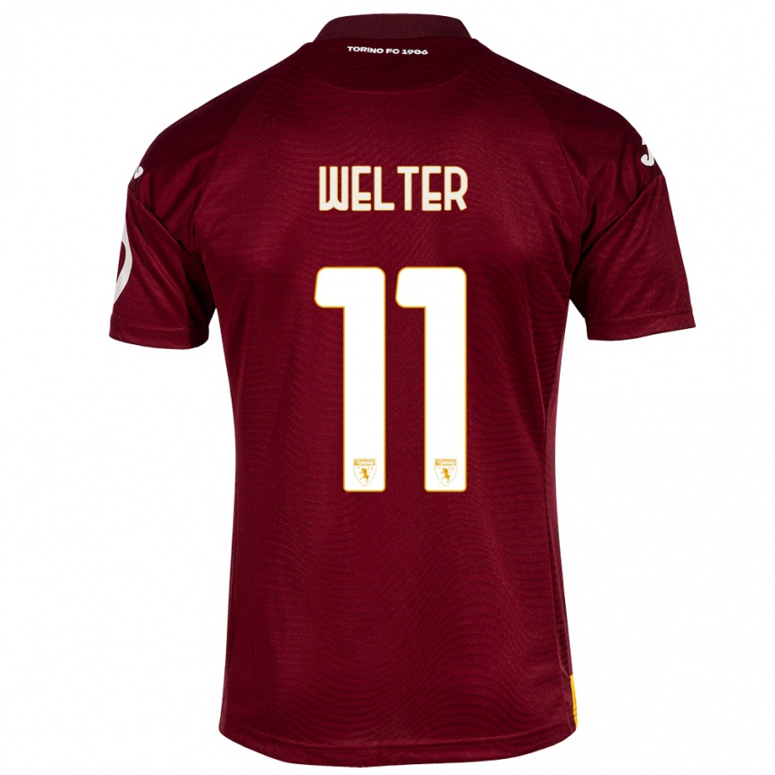 Kinder Fußball Francesca Welter #11 Dunkelrot Heimtrikot Trikot 2023/24 T-Shirt Luxemburg