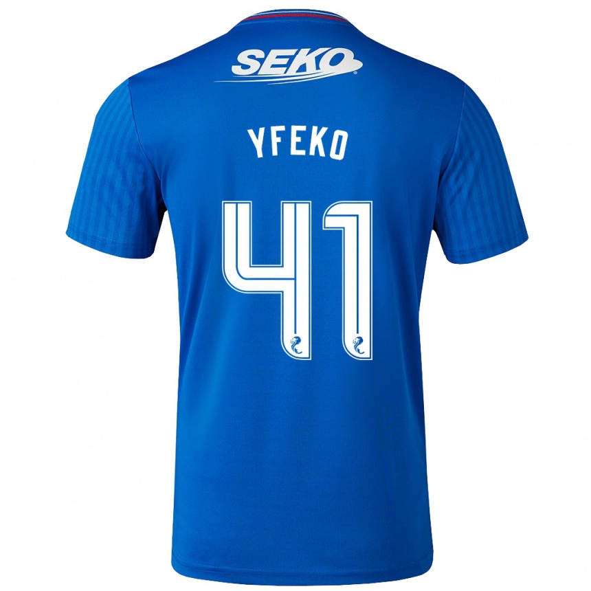 Kinder Fußball Johnly Yfeko #41 Blau Heimtrikot Trikot 2023/24 T-Shirt Luxemburg