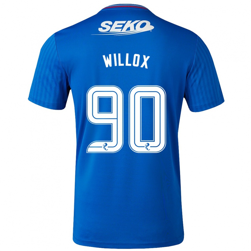 Kinder Fußball Kieron Willox #90 Blau Heimtrikot Trikot 2023/24 T-Shirt Luxemburg