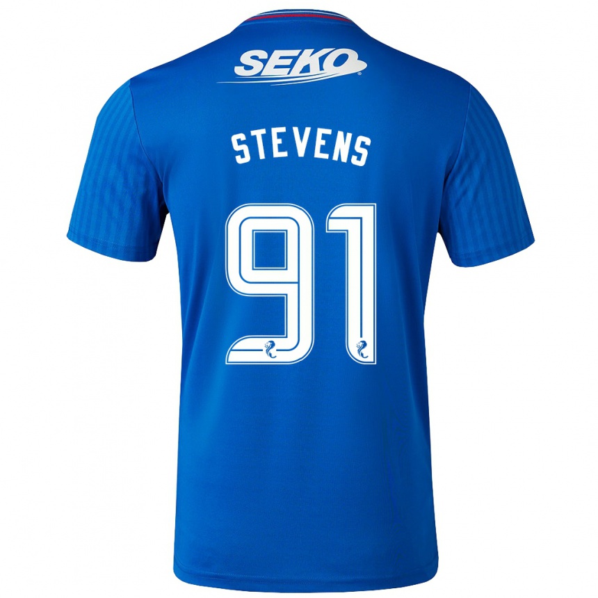 Kinder Fußball Archie Stevens #91 Blau Heimtrikot Trikot 2023/24 T-Shirt Luxemburg