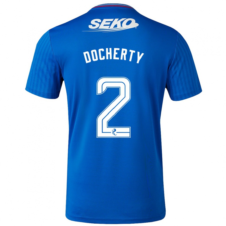 Kinder Fußball Nicola Docherty #2 Blau Heimtrikot Trikot 2023/24 T-Shirt Luxemburg