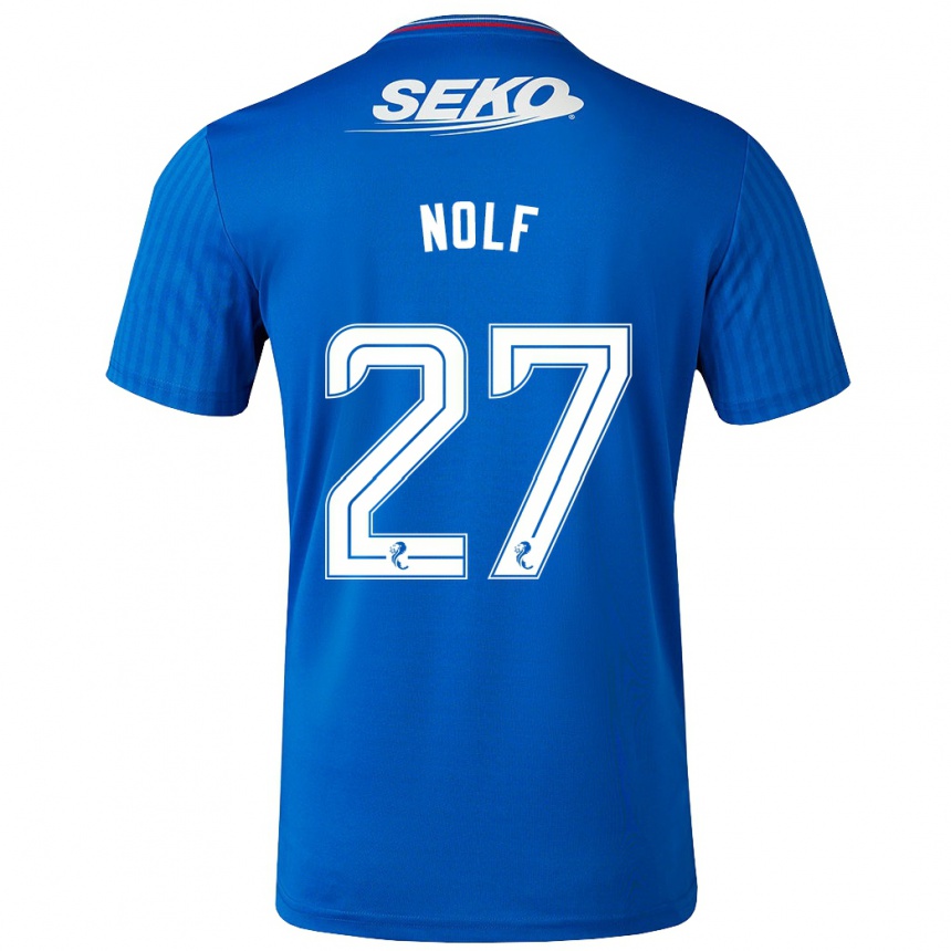 Kinder Fußball Madeline Nolf #27 Blau Heimtrikot Trikot 2023/24 T-Shirt Luxemburg