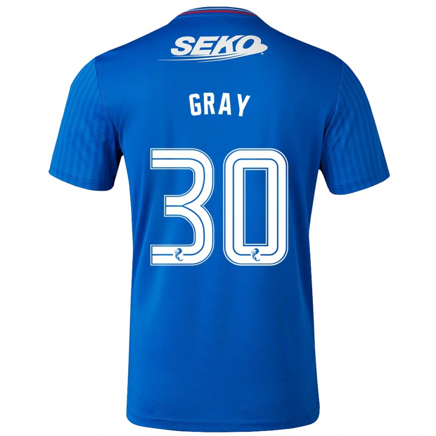 Kinder Fußball Georgia Gray #30 Blau Heimtrikot Trikot 2023/24 T-Shirt Luxemburg