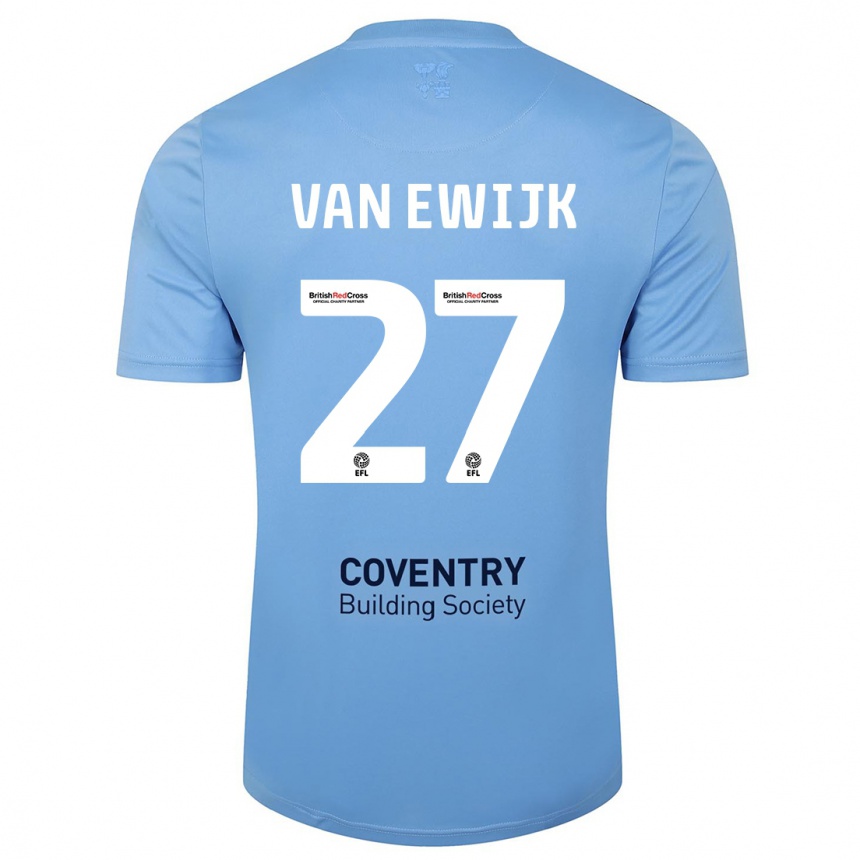 Kinder Fußball Milan Van Ewijk #27 Himmelblau Heimtrikot Trikot 2023/24 T-Shirt Luxemburg