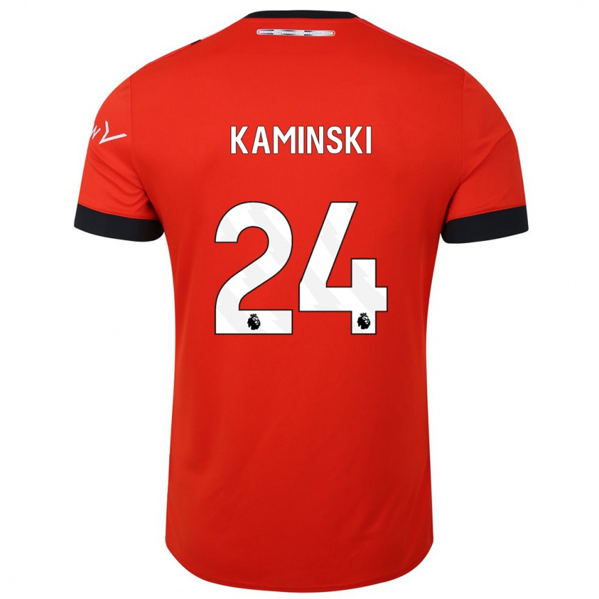 Kinder Fußball Thomas Kaminski #24 Rot Heimtrikot Trikot 2023/24 T-Shirt Luxemburg