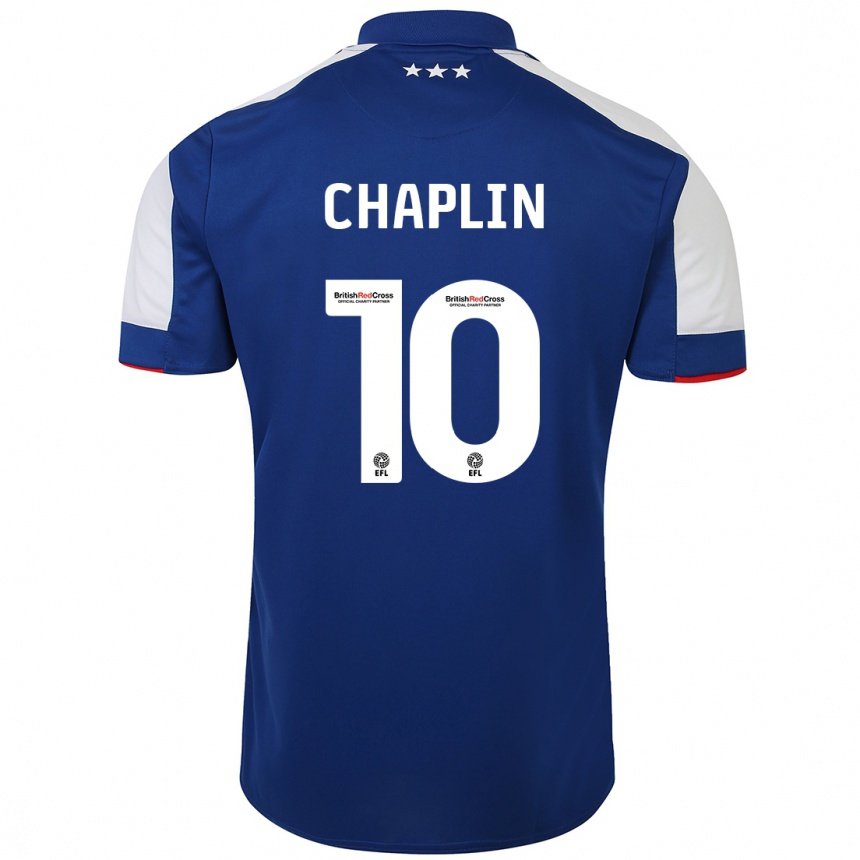 Kinder Fußball Conor Chaplin #10 Blau Heimtrikot Trikot 2023/24 T-Shirt Luxemburg