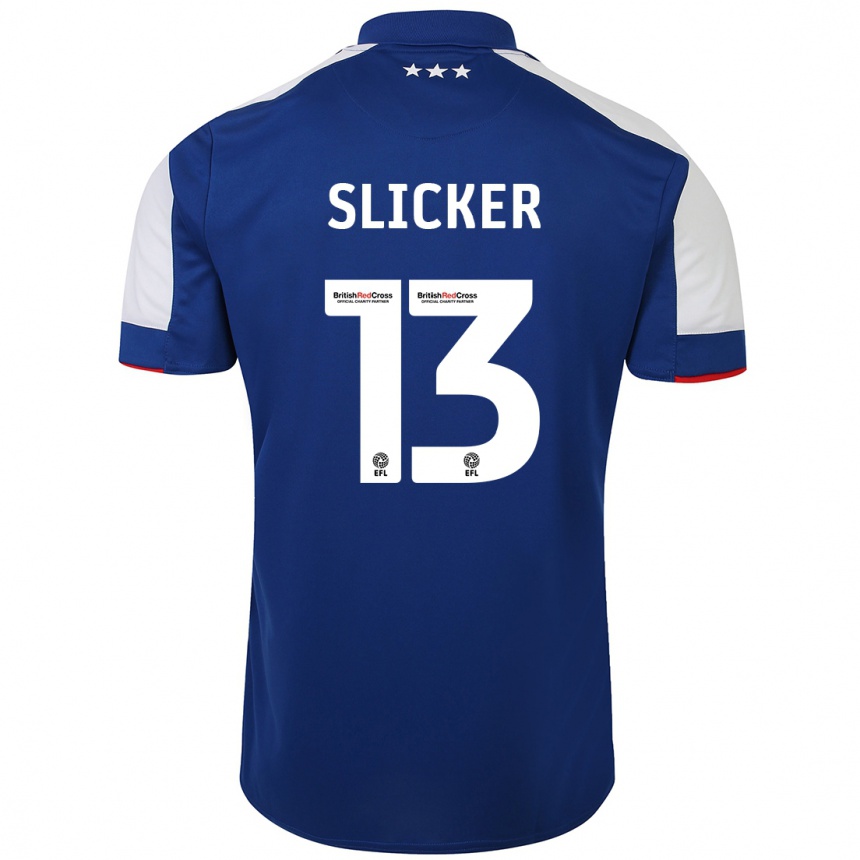 Kinder Fußball Cieran Slicker #13 Blau Heimtrikot Trikot 2023/24 T-Shirt Luxemburg