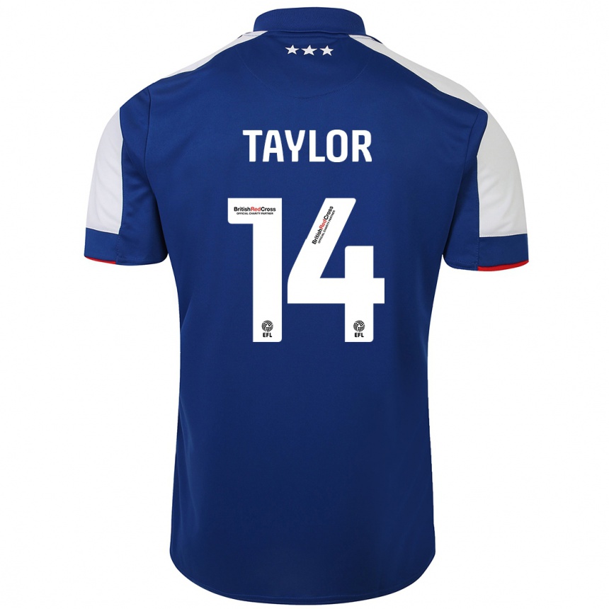 Kinder Fußball Jack Taylor #14 Blau Heimtrikot Trikot 2023/24 T-Shirt Luxemburg