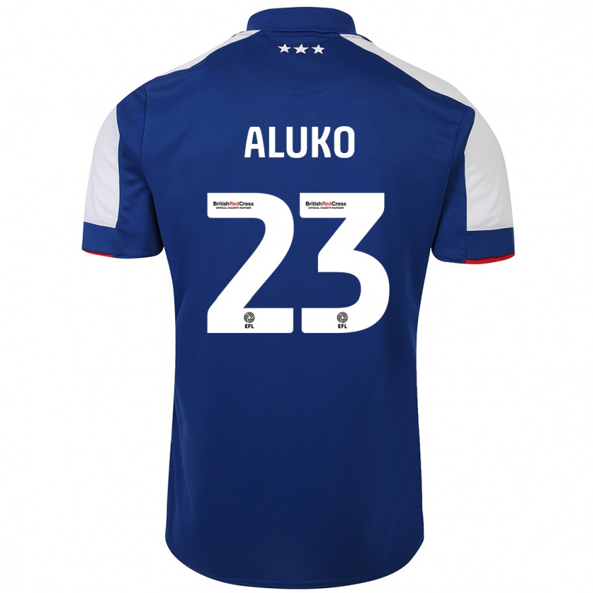 Kinder Fußball Sone Aluko #23 Blau Heimtrikot Trikot 2023/24 T-Shirt Luxemburg