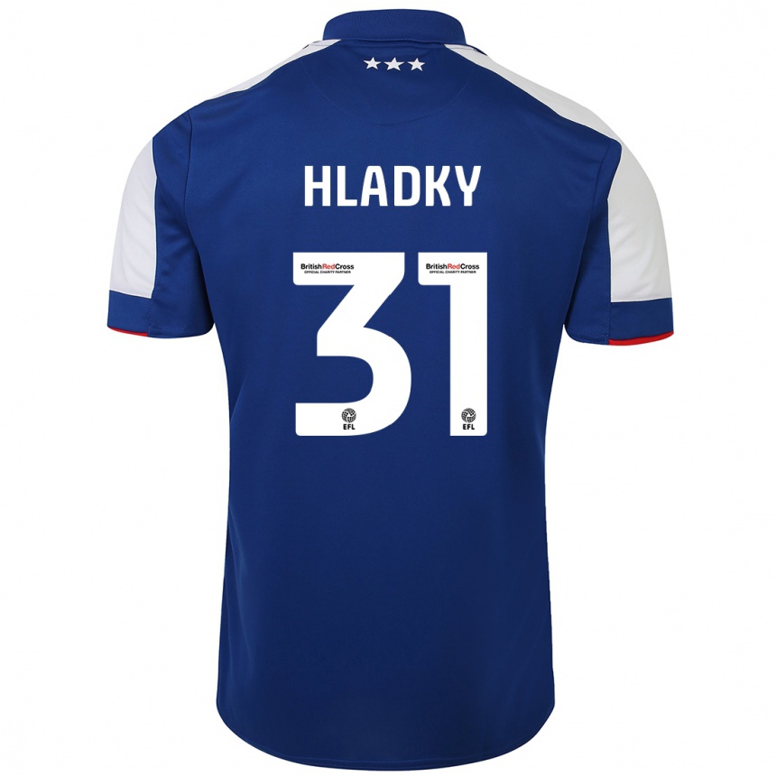 Kinder Fußball Vaclav Hladky #31 Blau Heimtrikot Trikot 2023/24 T-Shirt Luxemburg