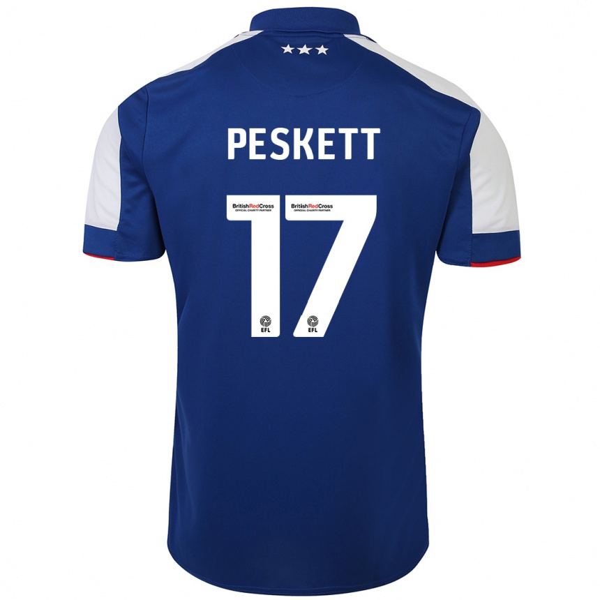 Kinder Fußball Sophie Peskett #17 Blau Heimtrikot Trikot 2023/24 T-Shirt Luxemburg