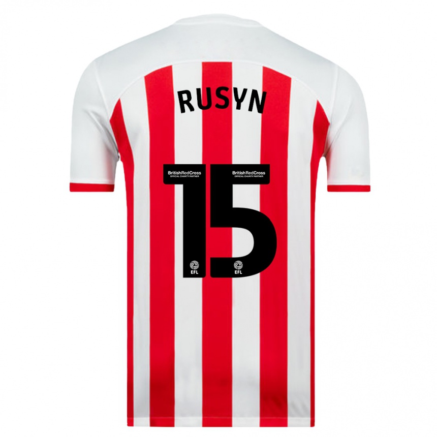 Kinder Fußball Nazariy Rusyn #15 Weiß Heimtrikot Trikot 2023/24 T-Shirt Luxemburg