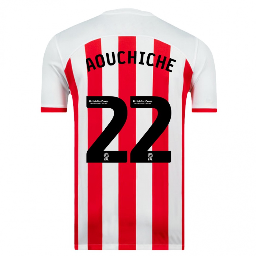 Kinder Fußball Adil Aouchiche #22 Weiß Heimtrikot Trikot 2023/24 T-Shirt Luxemburg