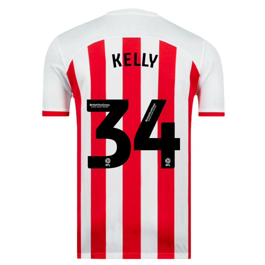 Kinder Fußball Caden Kelly #34 Weiß Heimtrikot Trikot 2023/24 T-Shirt Luxemburg