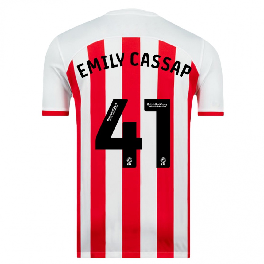 Kinder Fußball Emily Cassap #41 Weiß Heimtrikot Trikot 2023/24 T-Shirt Luxemburg