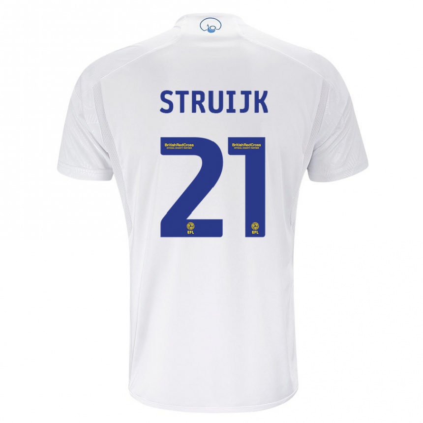 Kinder Fußball Pascal Struijk #21 Weiß Heimtrikot Trikot 2023/24 T-Shirt Luxemburg