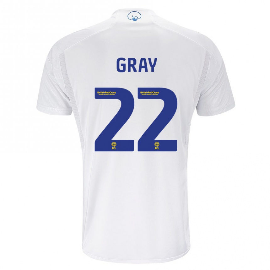 Kinder Fußball Archie Gray #22 Weiß Heimtrikot Trikot 2023/24 T-Shirt Luxemburg