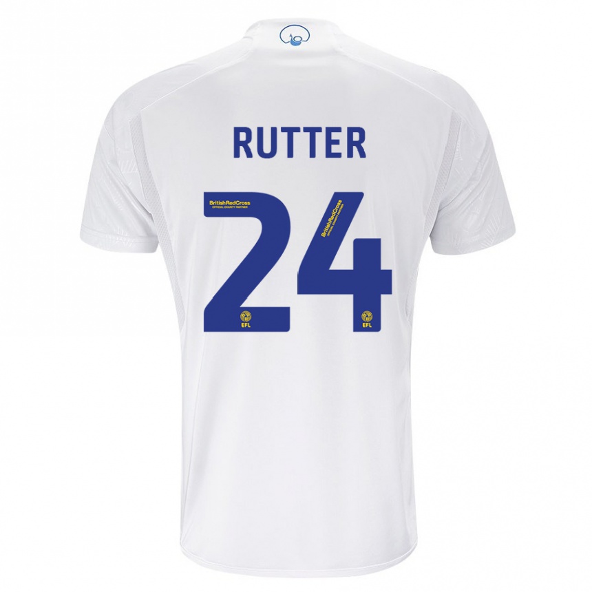 Kinder Fußball Georginio Rutter #24 Weiß Heimtrikot Trikot 2023/24 T-Shirt Luxemburg