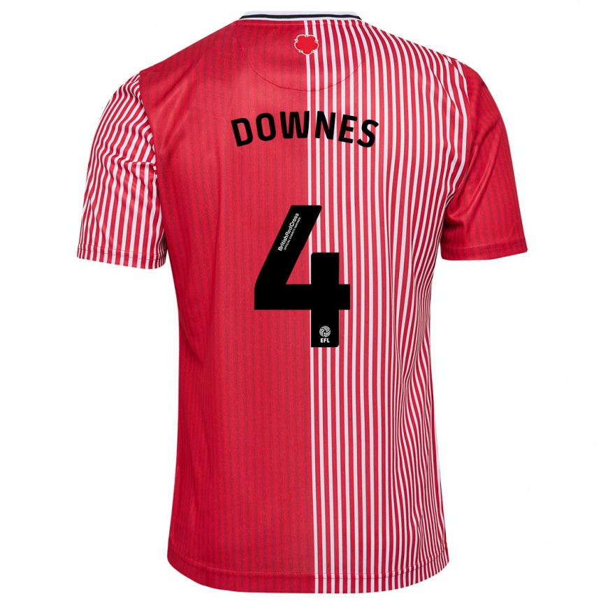 Kinder Fußball Flynn Downes #4 Rot Heimtrikot Trikot 2023/24 T-Shirt Luxemburg