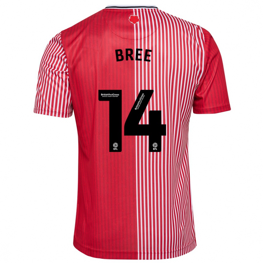 Kinder Fußball James Bree #14 Rot Heimtrikot Trikot 2023/24 T-Shirt Luxemburg