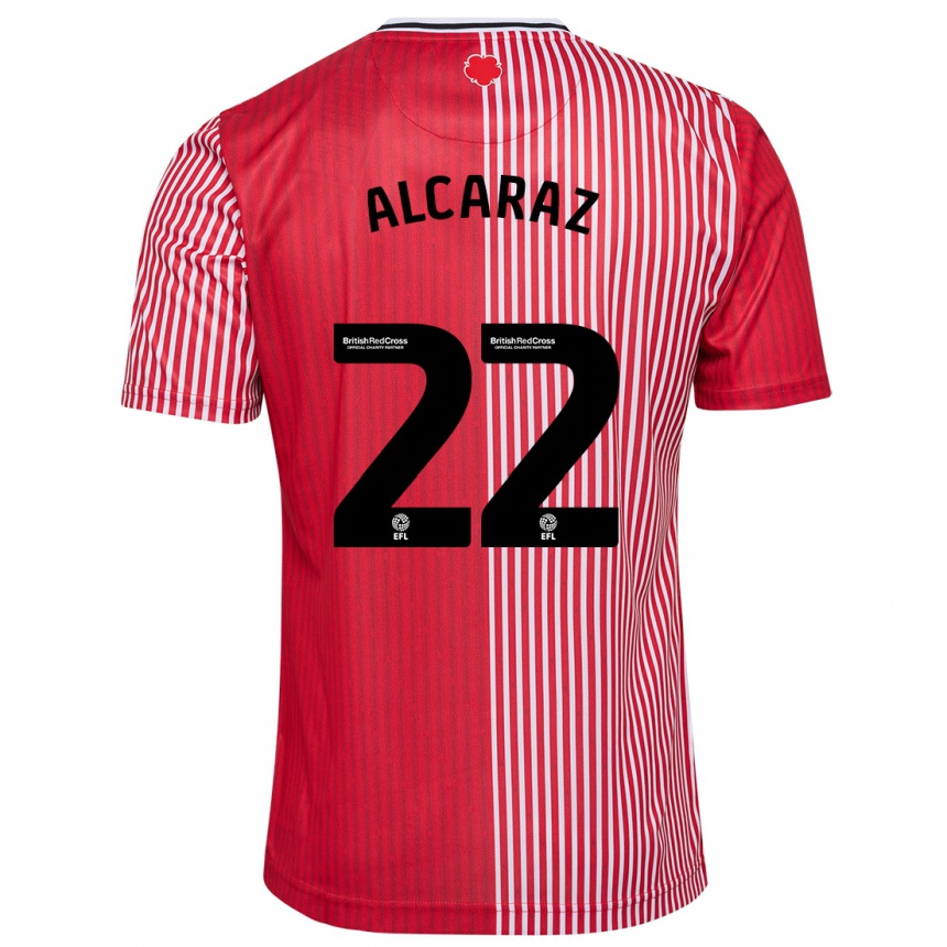 Kinder Fußball Carlos Alcaraz #22 Rot Heimtrikot Trikot 2023/24 T-Shirt Luxemburg