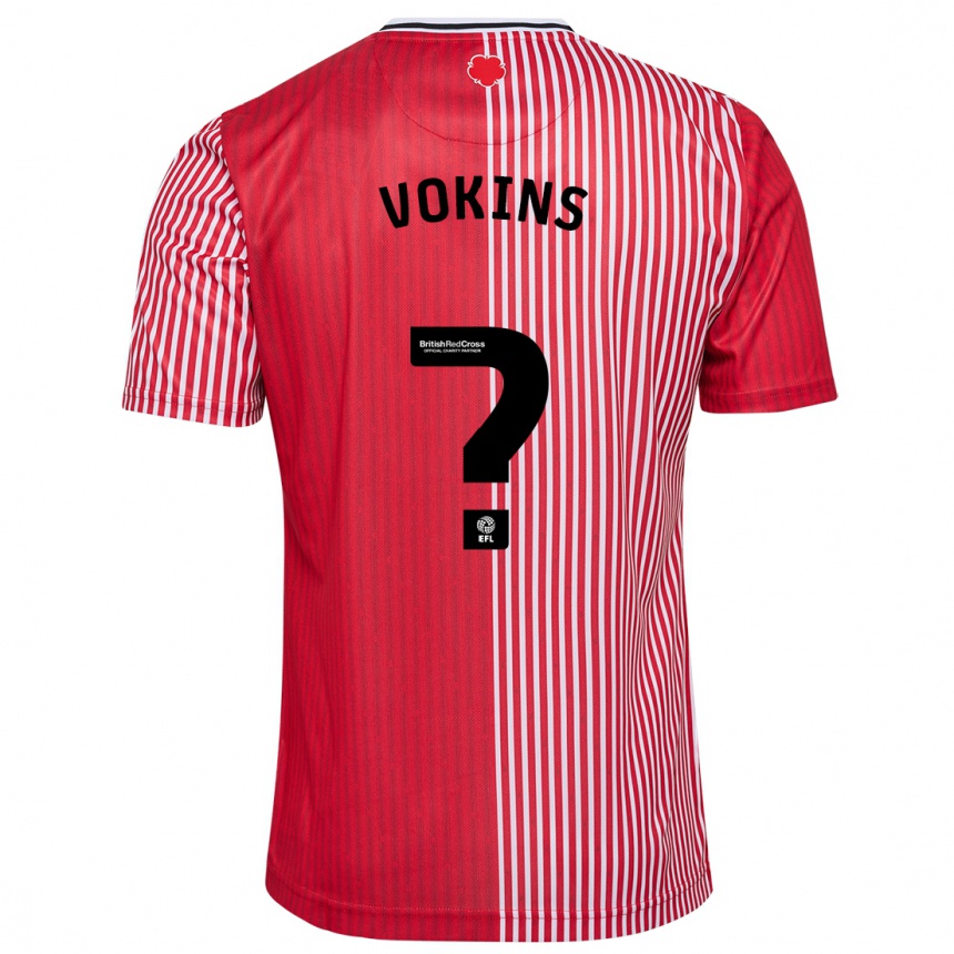 Kinder Fußball Jake Vokins #0 Rot Heimtrikot Trikot 2023/24 T-Shirt Luxemburg