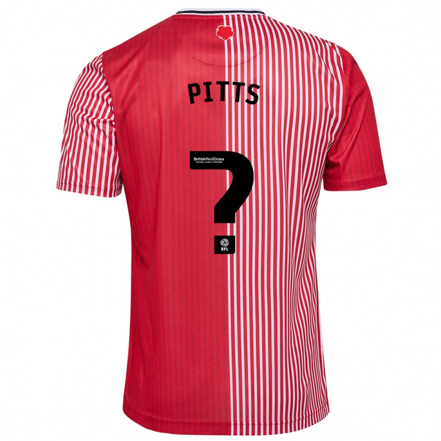 Kinder Fußball Josh Pitts #0 Rot Heimtrikot Trikot 2023/24 T-Shirt Luxemburg